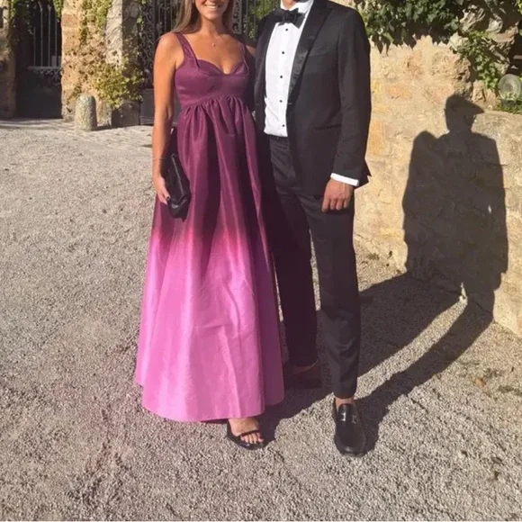 Acler Redin Ombré Maxi Pink Structured Lace Up Back Dress size US 8 $550 MSRP - Picture 3 of 13